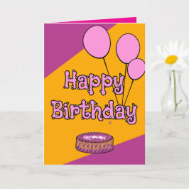 Cartão Feliz aniversário, balões cor-de-rosa e design de 