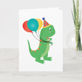 Cartão Feliz aniversário Balões de Dinossauro