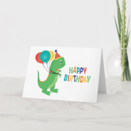 Cartão Feliz aniversário Balões de Dinossauro