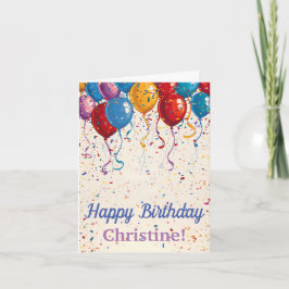 Cartão Feliz Aniversário Balões Personalizáveis Design
