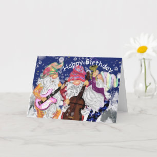 Cartão Feliz aniversário - Banda de Natal - Canção fel