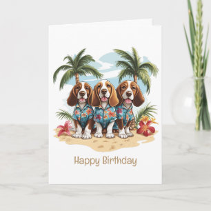Cartão Feliz Aniversário Basset Hound Cães Camisas Havaia