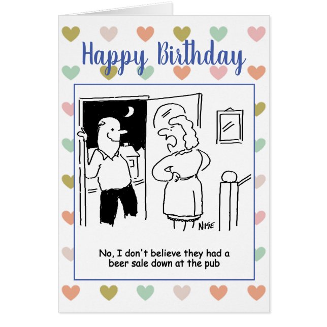 Cartão Feliz Aniversário Bebado de Venda de Cerveja (Frente)