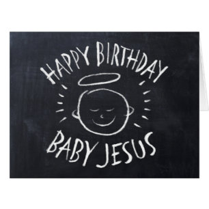 Cartão Feliz Aniversário Bebê Jesus Calkboard Religião