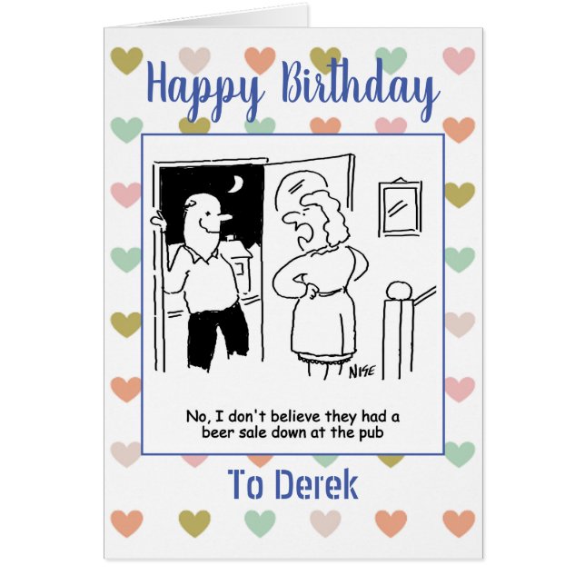 Cartão Feliz Aniversário Beer Drinker (Frente)