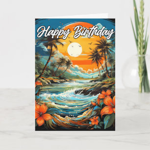 Cartão Feliz aniversário Belo Oceano Tropical