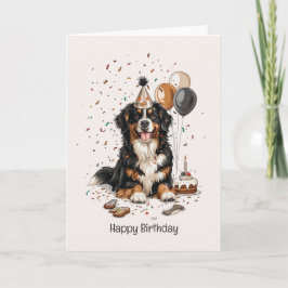 Cartão Feliz Aniversário Bernese Mountain Dog