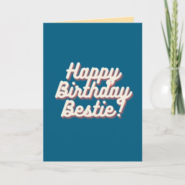Cartão Feliz Aniversário Bestie | Teal (Frente)