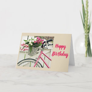 CARTÃO ****FELIZ ANIVERSÁRIO**** BICICLETA NA PRIMAVERA