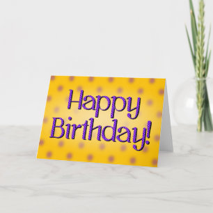 Cartão Feliz Aniversário Bolinhas Azul Texto Amarelo Bkg