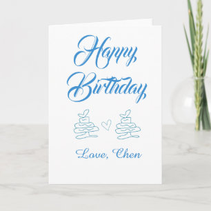 Cartão feliz aniversário bolo azul coração nome amor past