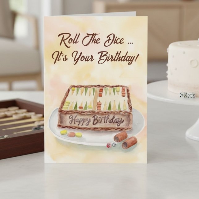 Cartão Feliz Aniversário Bolo de Chocolate de Gamão (Criador carregado)