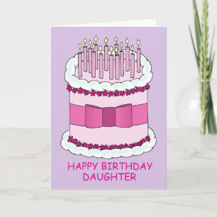 Cartão Feliz aniversário, Bolo e Velas Filhas