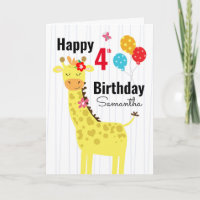 Feliz Aniversário Bonito Girafa Nome Personalizado
