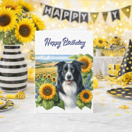 Cartão Feliz Aniversário Border Collie