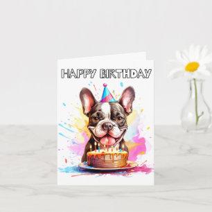 Cartão Feliz Aniversário Boston Terrier