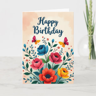 Cartão Feliz Aniversário Botanical Bloom