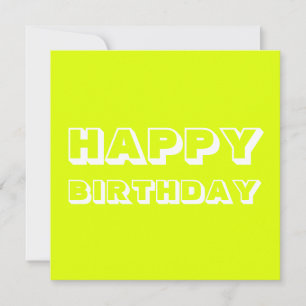 Cartão Feliz Aniversário, branco branco moderno ousado