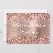 Feliz Aniversário Brilhante em Rosa Dourado