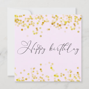 Cartão Feliz Aniversário Brilho Rosa Dourado