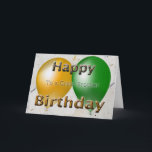 Cartão Feliz aniversário Brother Balloons<br><div class="desc">Este Cartão de Aniversário Feliz para o seu irmão apresenta ouro e balões verdes coloridos.</div>