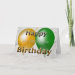 Cartão Feliz aniversário Brother Balloons<br><div class="desc">Este Cartão de Aniversário Feliz para o seu irmão apresenta ouro e balões verdes coloridos.</div>