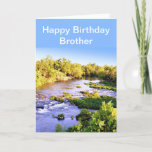 Cartão Feliz Aniversário, Brother Shoek Creek Missouri Ca<br><div class="desc">Aqui está o cartão de aniversário perfeito para aquela cara especial que ama a natureza ou a pesca. Este cartão foi desenhado a partir de uma fotografia que tirei de Shoal Creek no Wildcat Park em SW Joplin, Missouri O cartão tem uma saudação de dentro, que você pode mudar para...</div>