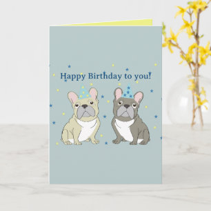Cartão Feliz aniversário, buldogue francês