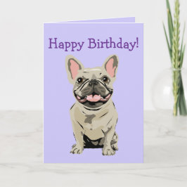 Cartão Feliz aniversário -Bulldog Francês Creme