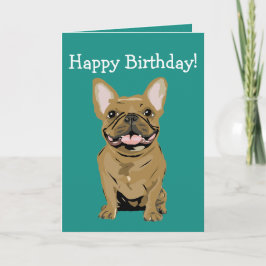 Cartão Feliz aniversário - Bulldog Francês Tan