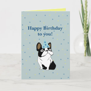 Cartão Feliz aniversário Bulldogue Francês