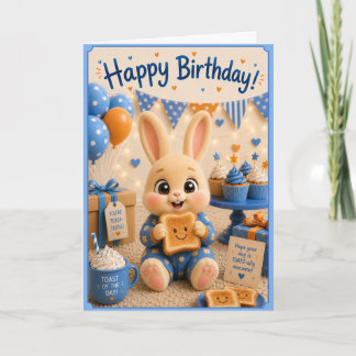 Cartão Feliz Aniversário Bunny c/ Toast dos Baby Bun Buns
