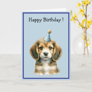 Cartão Feliz Aniversário Cachorrinho Marrom Aquarela Fofa