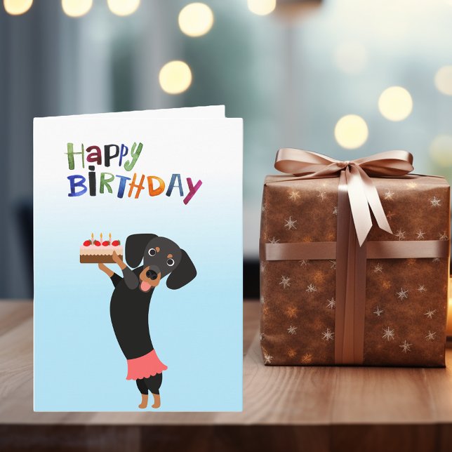 Cartão Feliz Aniversário Cachorro Fofo com Bolo (Criador carregado)