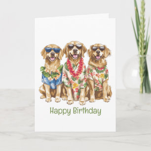 Cartão Feliz Aniversário Cachorros de Retriever Ouros Hav