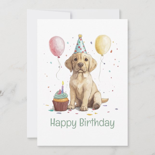 Cartão Feliz Aniversário Cães Labrador Retriever (Frente)