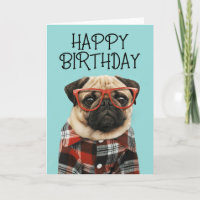 Feliz Aniversário | Camisa Xadrez Pug