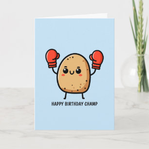 Cartão Feliz Aniversário Campeão Batata de Boxe