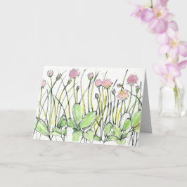 Cartão Feliz Aniversário Campo de Flores Trevo Vermelho A