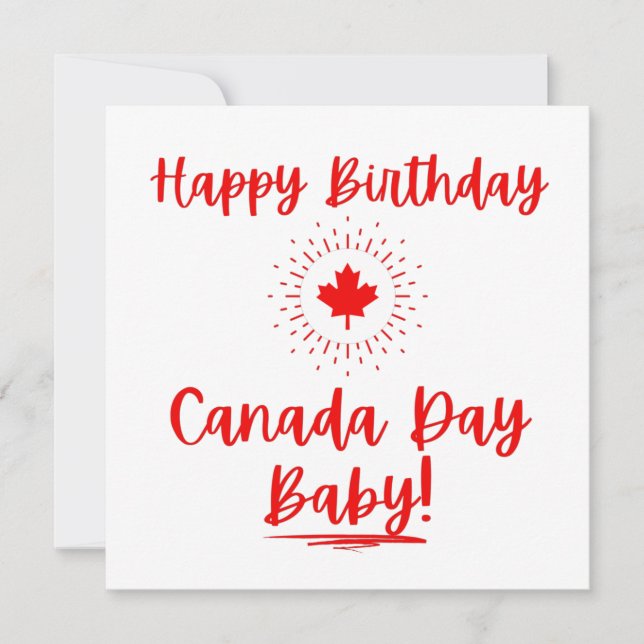 Cartão Feliz Aniversário Canadá Dia Bebê (Frente)