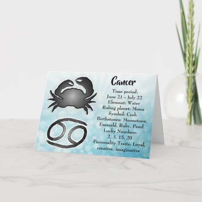 Cartão Feliz Aniversário - Cancer de Sinal de Horóscopo (Frente)