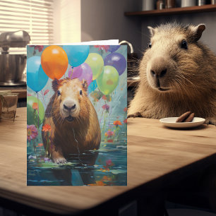 Cartão Feliz Aniversário Capivara 