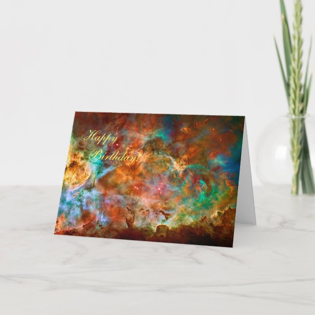 Cartão Feliz aniversário - Carina Nebula em Argo Navis (Frente)