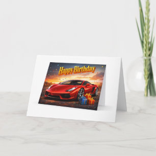 Cartão Feliz Aniversário Carro Esportivo de Alto Desempen