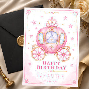 Cartão Feliz aniversário carruagem princesinha
