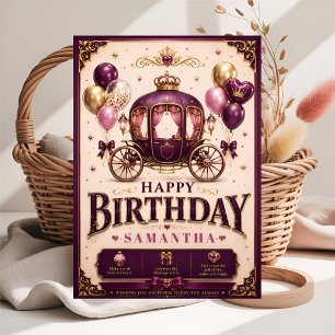 Cartão Feliz aniversário carruagem princesinha