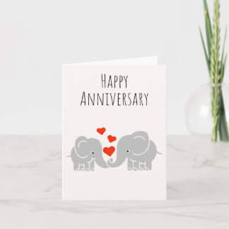 Cartão Feliz Aniversário - Casal Elefante Bonito