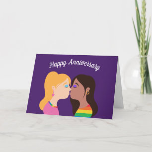 Cartão Feliz Aniversário Casal Lésbico Amor Romântico