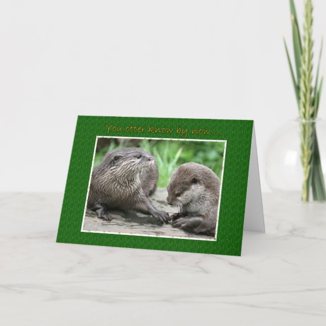 Cartão Feliz Aniversário - Casal Otter (Frente)