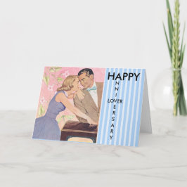Cartão Feliz Aniversário, Casal Vintage